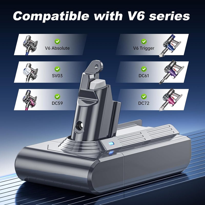 Becleanlife 6500mAh V6 Battery Replacement Compatible with Dyson V6 Animal/Absolute/Motorhead/Fluffy SV03 SV04 SV05 SV06 SV07 SV09 DC58 DC59 DC61 DC62 DC72 DC74 Vacuum Cleaner - Image 2